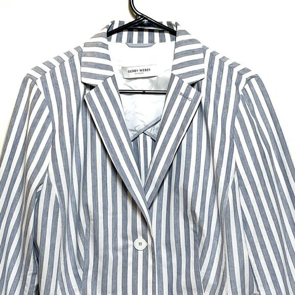 NWOT Gerry Weber Coastal Stripe Langarm Linen Blend suit jacket Sz 44 Womens 14 - Picture 3 of 7